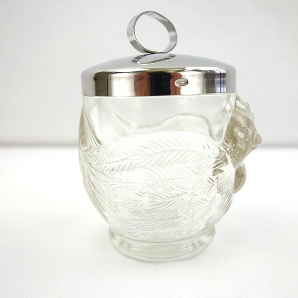 Glass 3D Bird Votive or Tealight Candle Holder or Cottonball Holder Jar w/ Lid - Picture 2 of 6